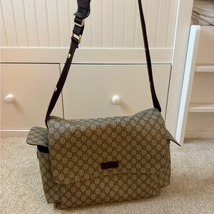 Gucci Beige and Brown Monogram Messenger Bag